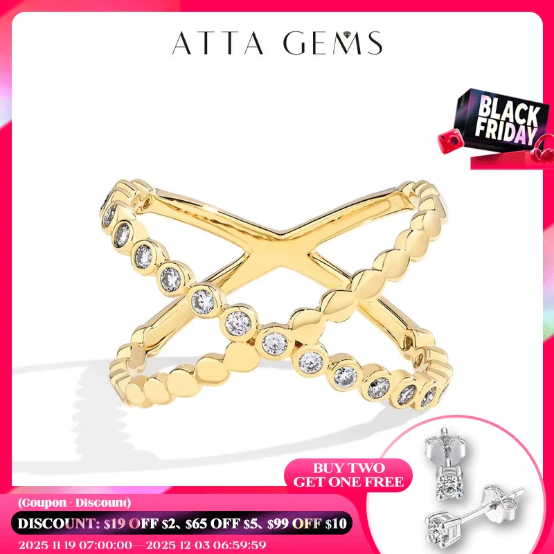 

ATTAGEMS Кольца с муассанитом для женщин VVS1 Круглой огранки с бриллиантами S925 Серебро 18 К Позолоченные Вьющиеся Обручальные Ювелирные Изделия Подарок