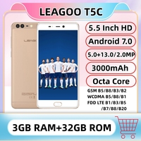 3GB RAM 32GB ROM Leagoo T5C 4G LTE Smartphone Octa Core Mobile Phone 13.0MP + 2.0MP 3000MAH WIFI Android 7.0 5.5 Inch CellPhone