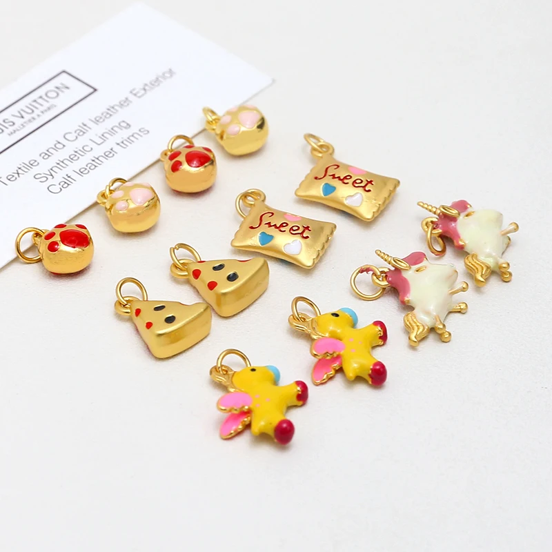 1-шт-песок-золотой-цвет-мультфильм-Милая-Двусторонняя-Конфета-Кот-коготь-пони-Подвеска-diy-строительные-аксессуары-Подвески