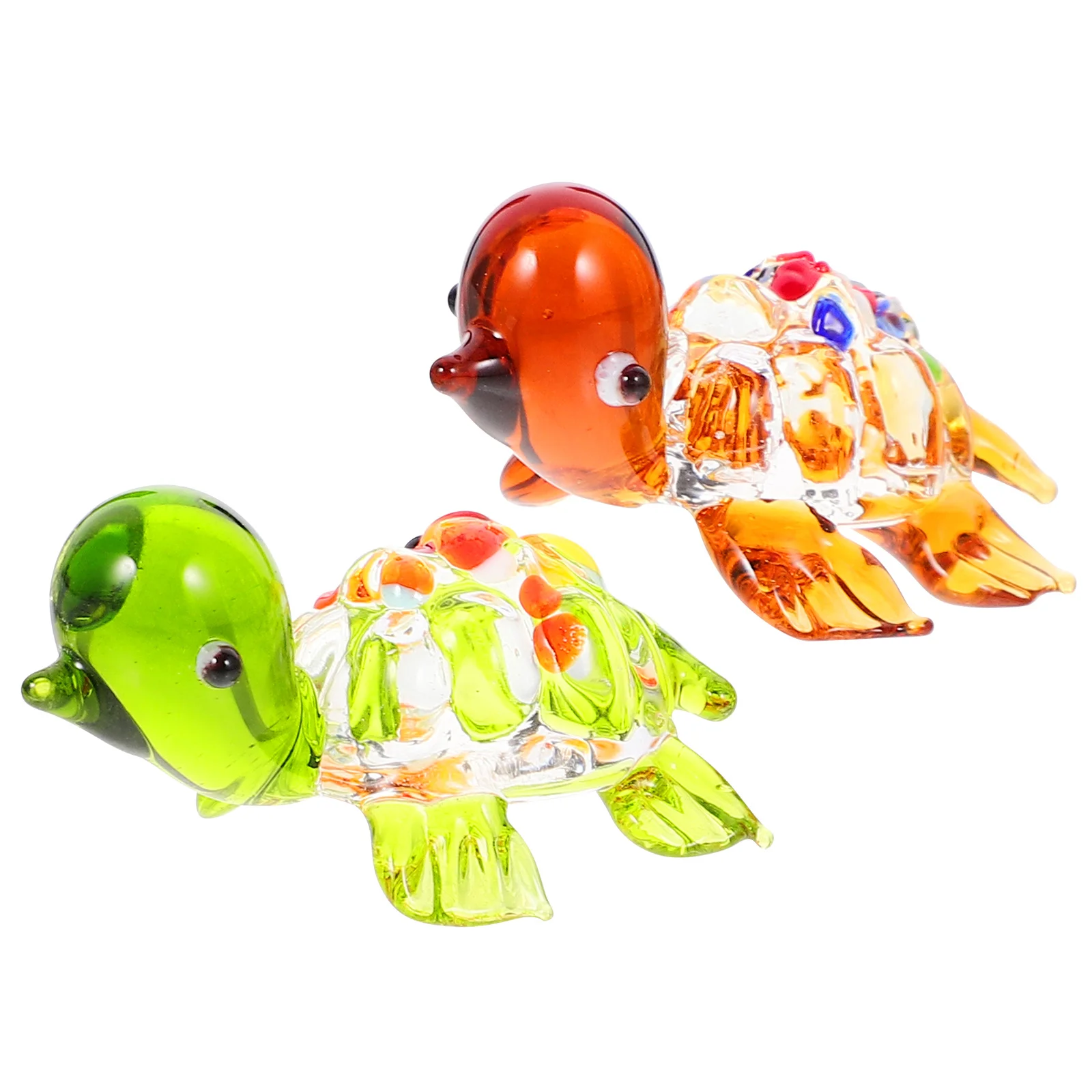

2 Pcs Decoration Lifelike Turtle Statue Desktop Glass Small Figurines Simulation Adornment Decorative Clear Turtles