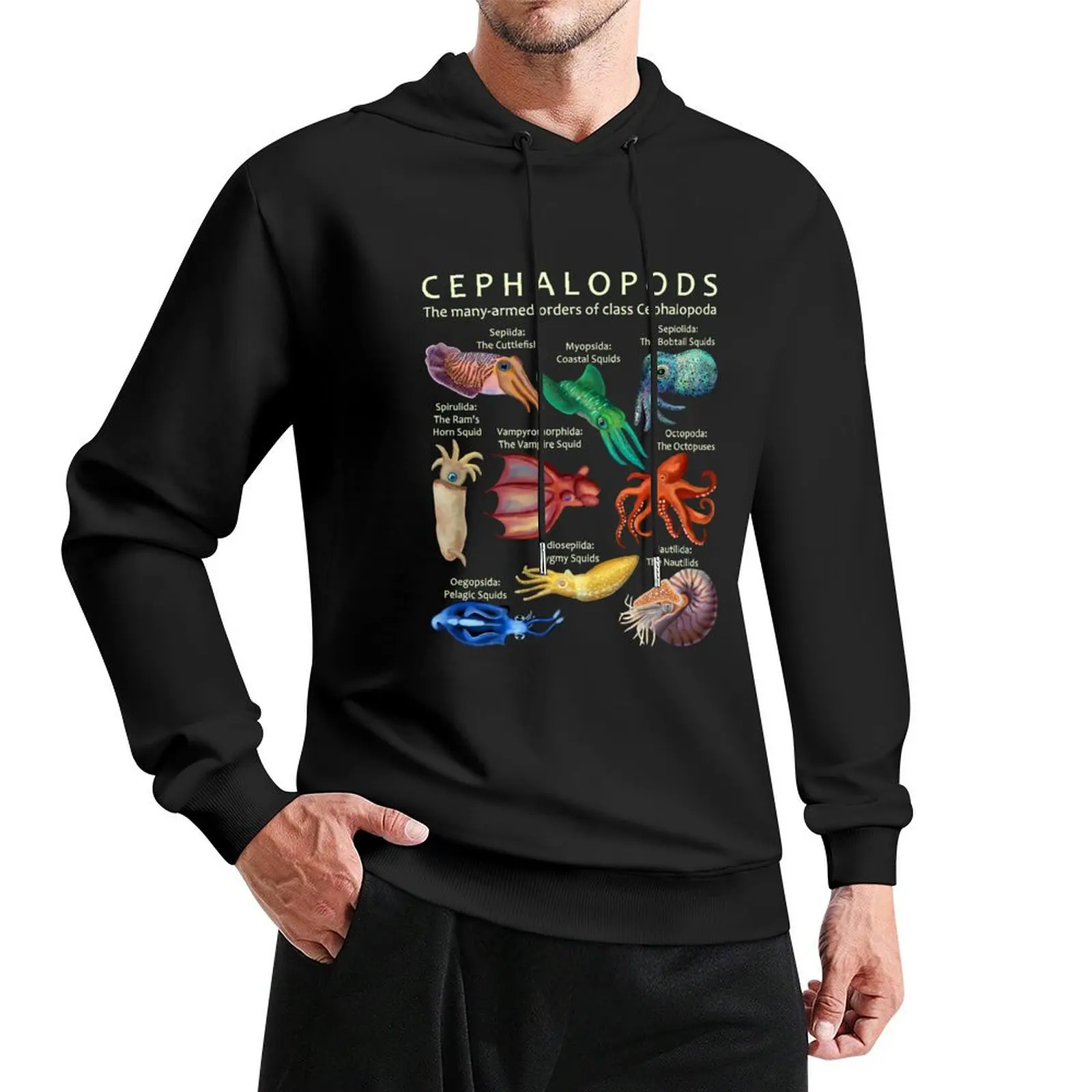 

The Cephalopod: Octopus, Squid, Nautilus, and Cuttlefish Pullover Hoodie autumn clothes hooded shirt mens clothes hoodie