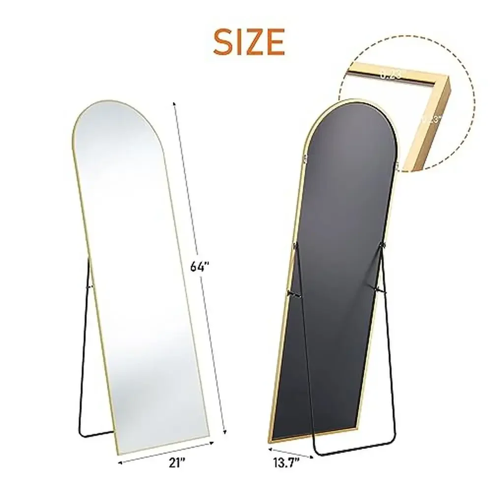 Floor Mirror Full Length Aluminum Alloy Frame Hanging or Leaning Wall Large Arch Mirror Nano Glass 64