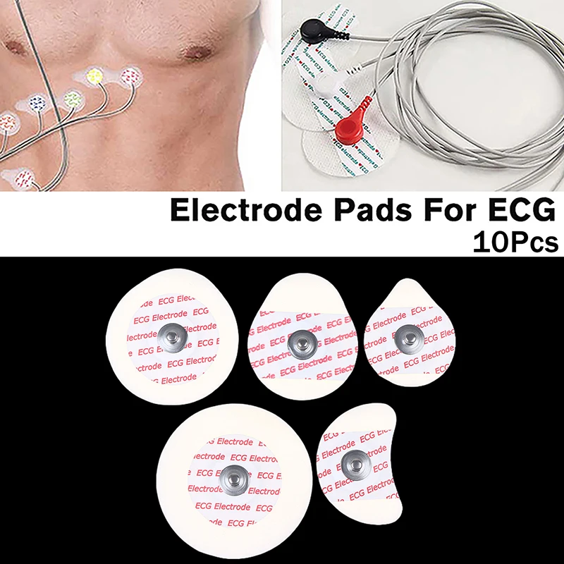 10Pcs Disposable Electrodes White Pads ECG Gel Non Woven Fabric Self Adhesive Stickers Reusable Muscle Stimulator Patches
