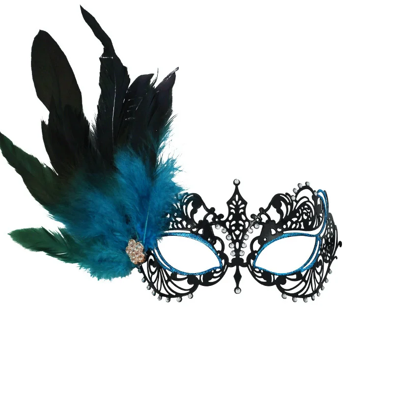 

Makeup ball carnival half face mask, party high-value diamond studded hollow metal mask