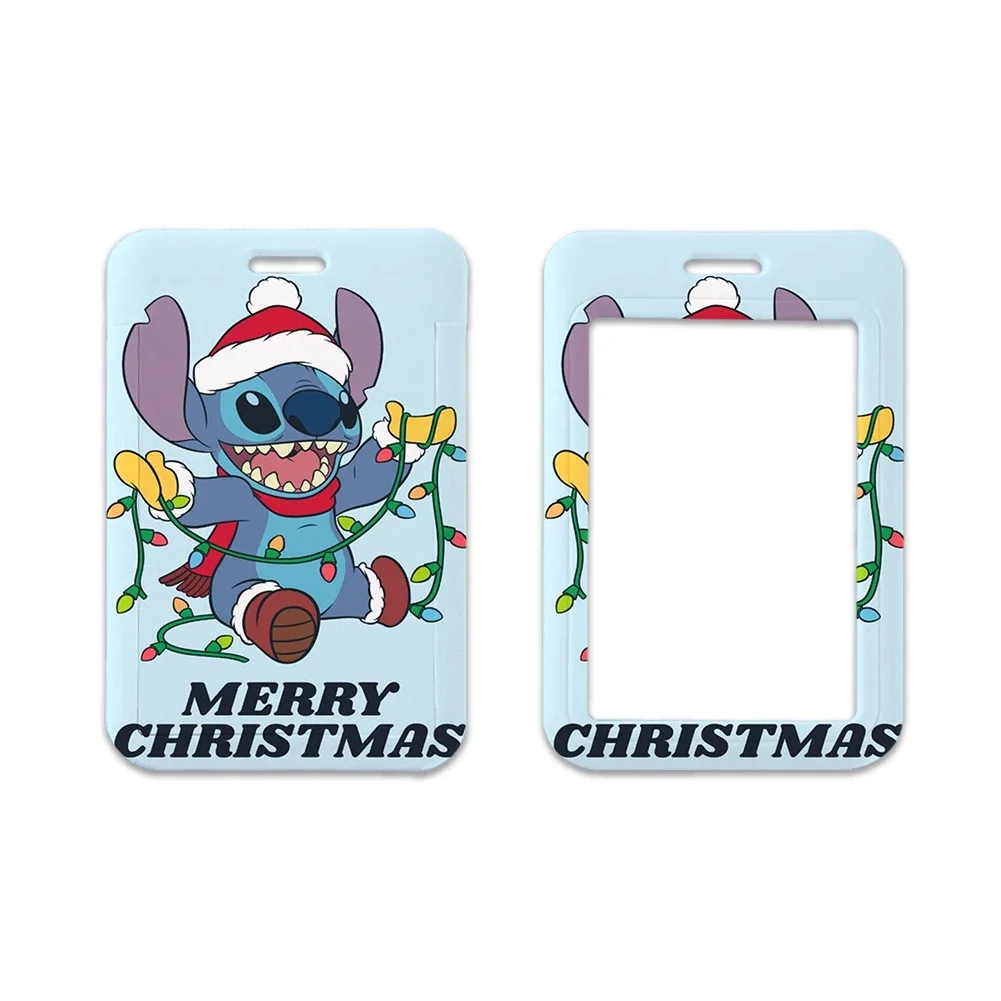 Disney Mini Stitch Christmas Theme Lanyard for Keys Keychain Credential Holder Keyring Mobile Phone Charm Accessories Gifts