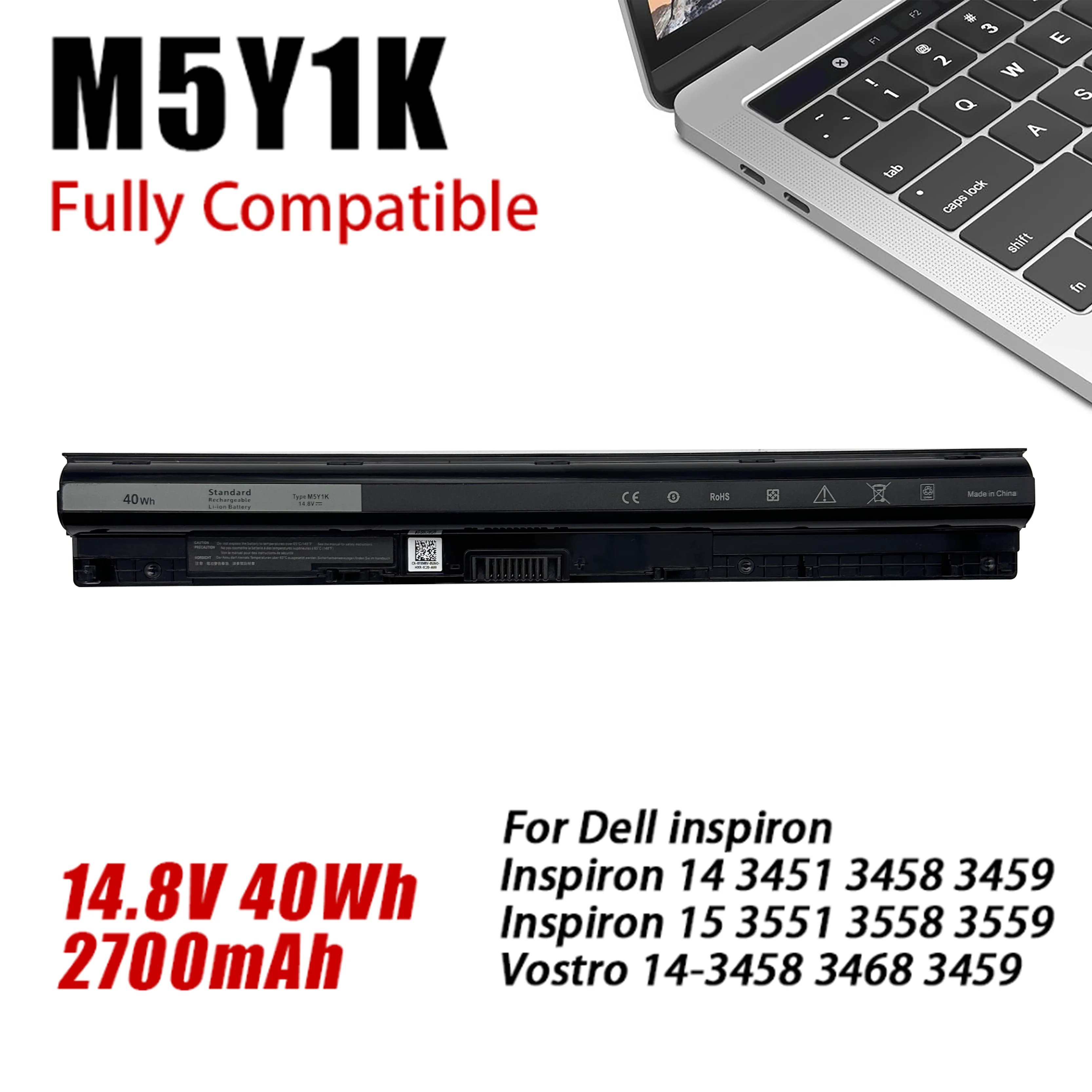 

M5Y1K 14.8V 40Wh Notebook Battery For Dell Inspiron Battery 3451 3551 5558 5758 5759 Inspiron 14 15 3000 V-ostro WKRJ2 K185W