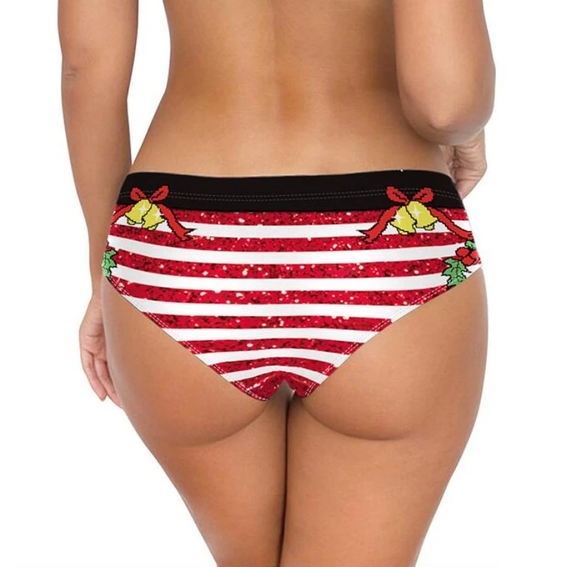 2024 New Christmas Women\'s Underwear Breathable Ice Silk Panties Christmas Deer Print Knickers Seamless Wrap Buttocks Briefs