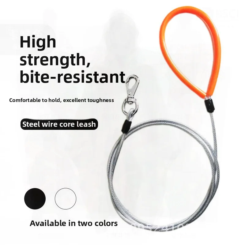 

Anti-Bite Dog Traction Rope Steel Wire Pet Supplies Multi-Size Available Rubber Coated Leash Transparent & Black Encapsulation