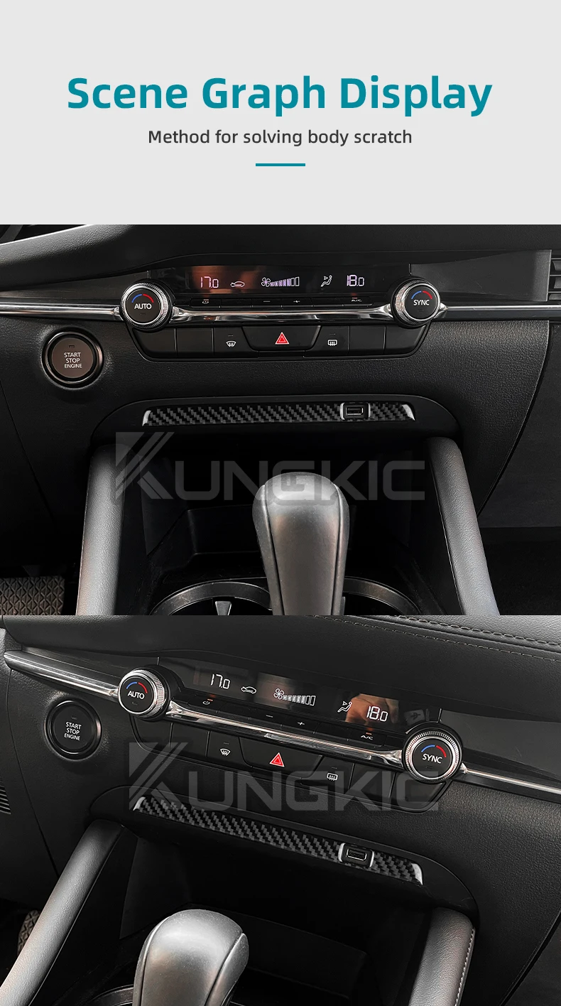 Echter, weicher Carbonfaser-Aufkleber für Mazda 3 Axela 2019 2020 2021 2022 2023 2024 2025 LHD RHD Auto-Mittelkonsole USB-Rahmenverkleidung – Detail 9