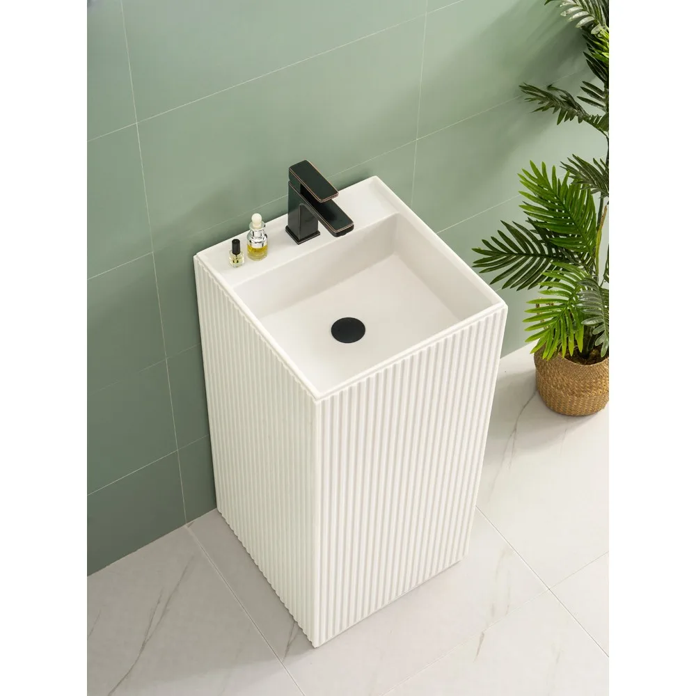 Nordic rock art washbasin bathroom integrated floor-standing striped washbasin balcony outdoor column basin