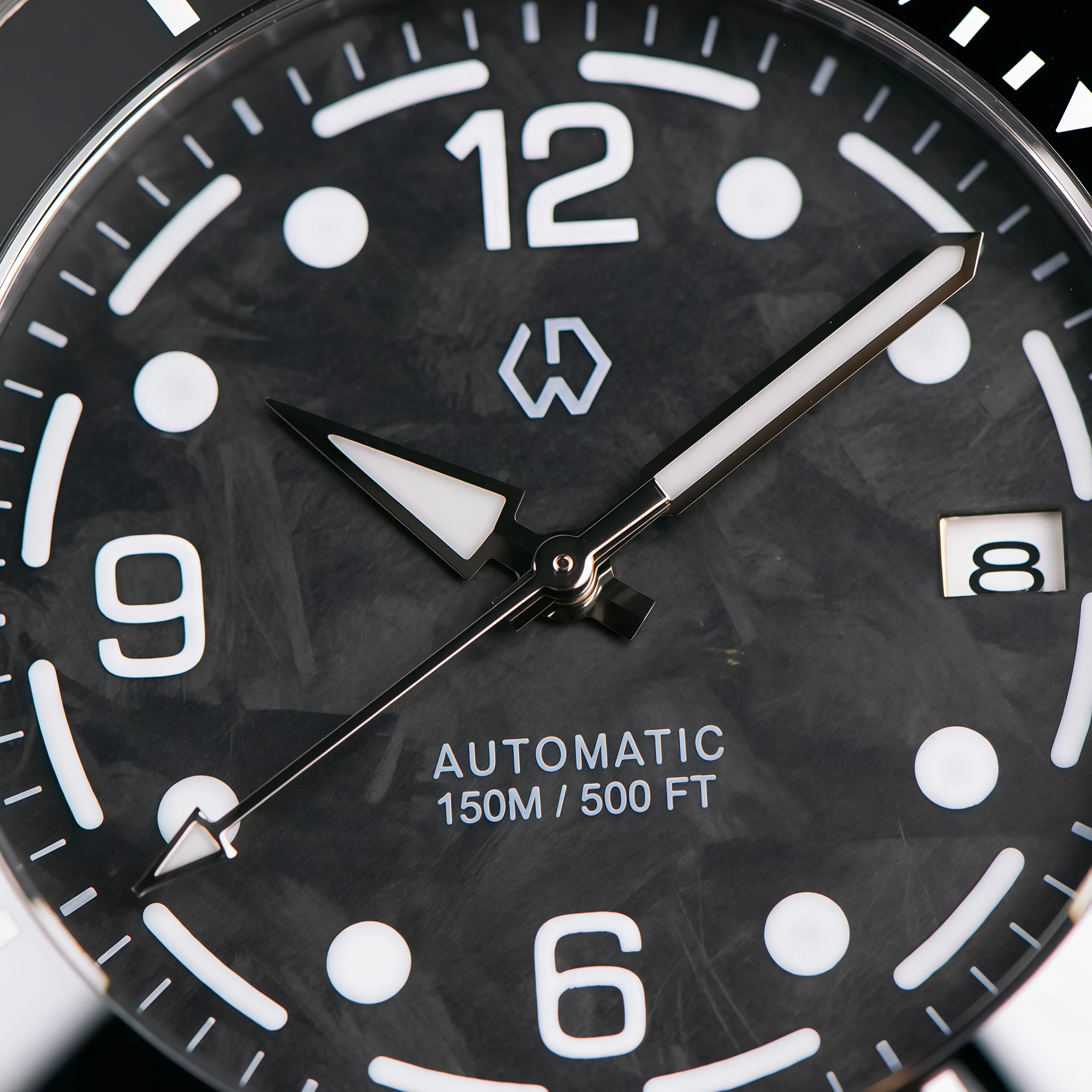 WISHDOIT جديد NH35 الحركة الميكانيكية ساعة رجالي ناجحة ألياف الكربون مضيئة الهاتفي 150 متر عمق مقاوم للماء ساعة الغوص