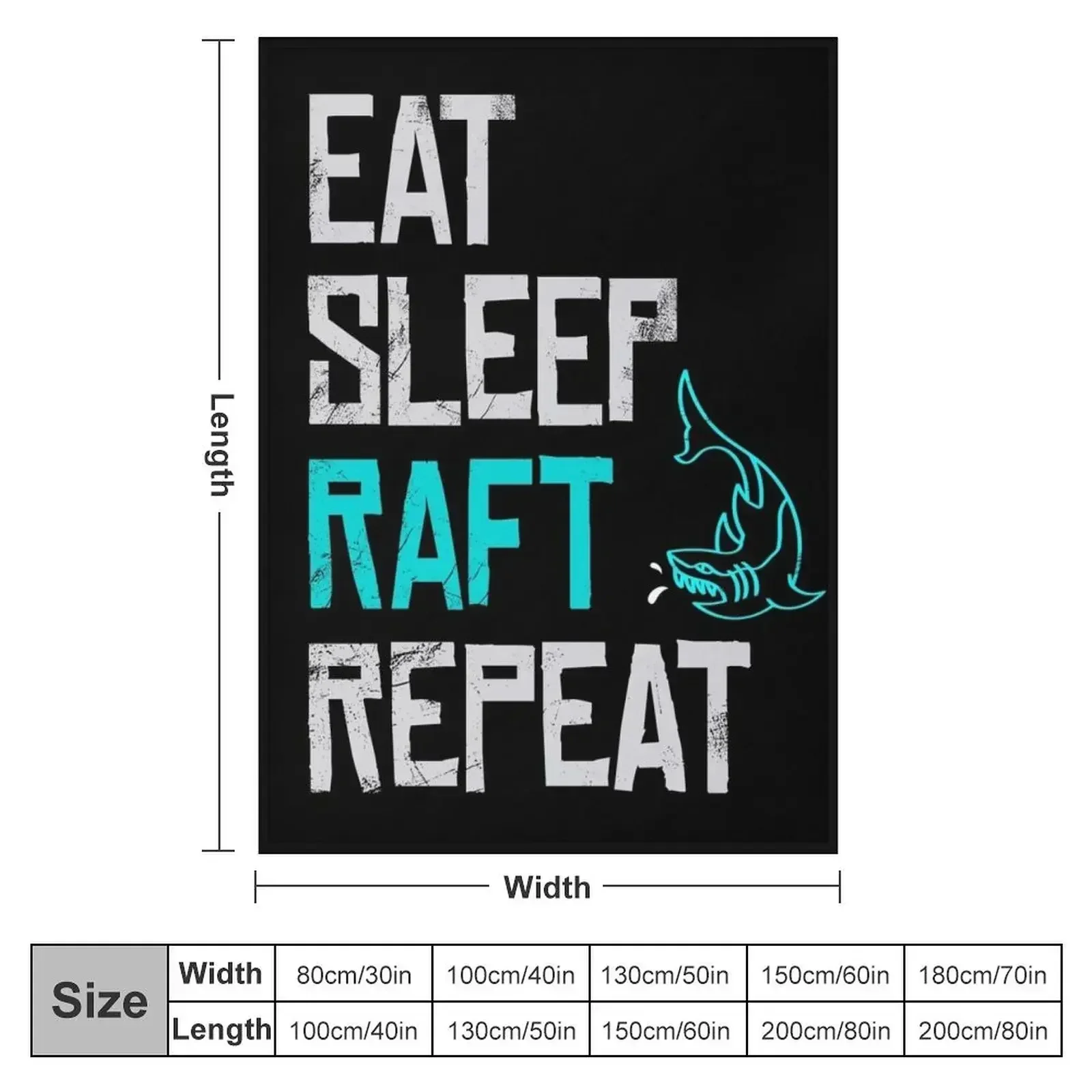 Raft Game Eat Sleep Raft Repeat Funny Shark Attack Throw Blanket Soft Plush Plaid Bed Blankets