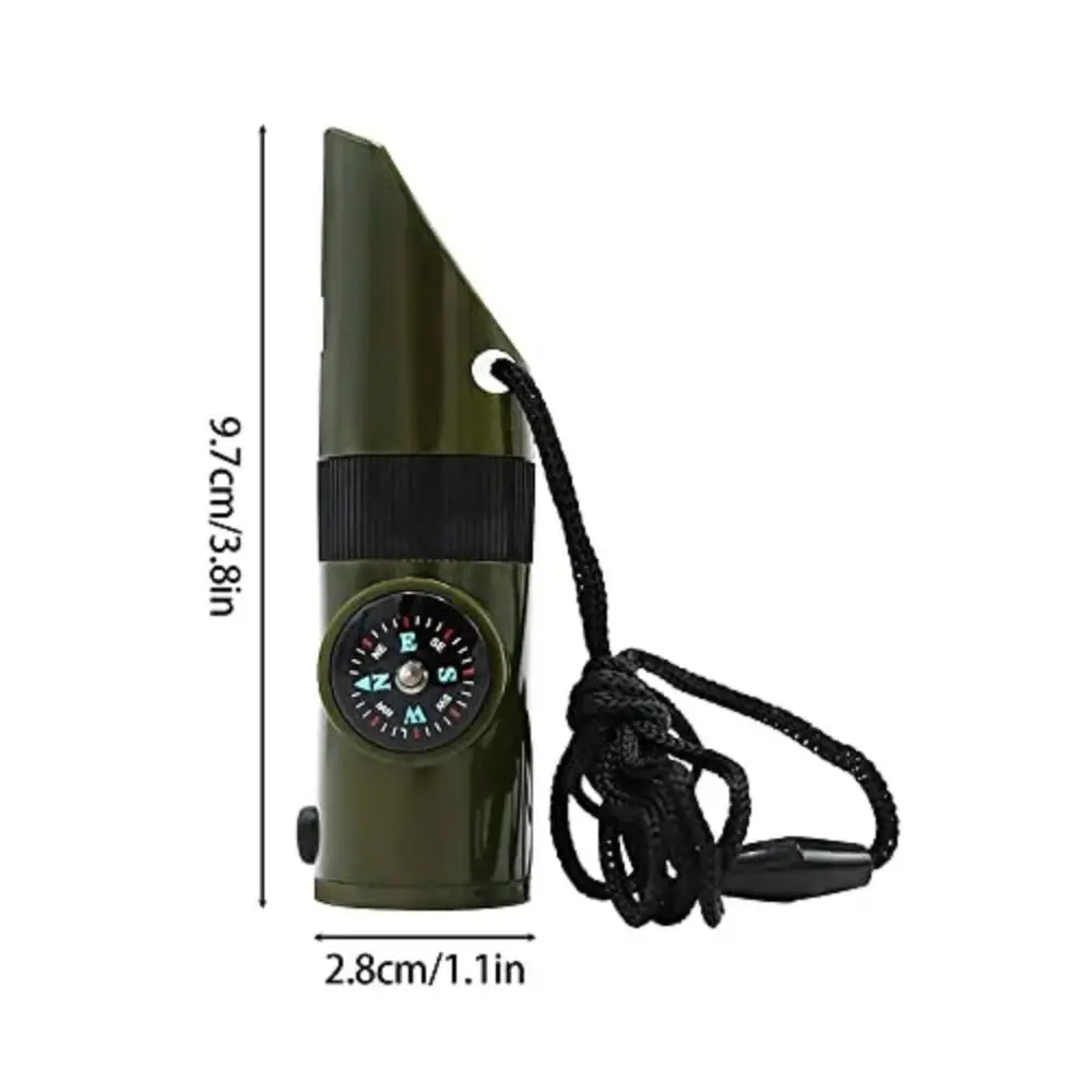7-in-1 Emergency Survival Whistle Compass High Decibel Outdoor Survival Whistle Multifunction Portable 7-in-1 Emergency Whistle