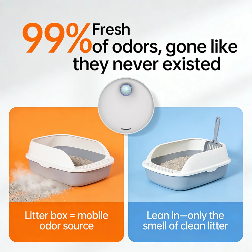 20dB Silent Smart Pet Odor Purifier Auto Sensor Cat Litter Box Deodorizer Odor Eliminator for Pet Toilet Shoe Cabinet Wardrobe view 3