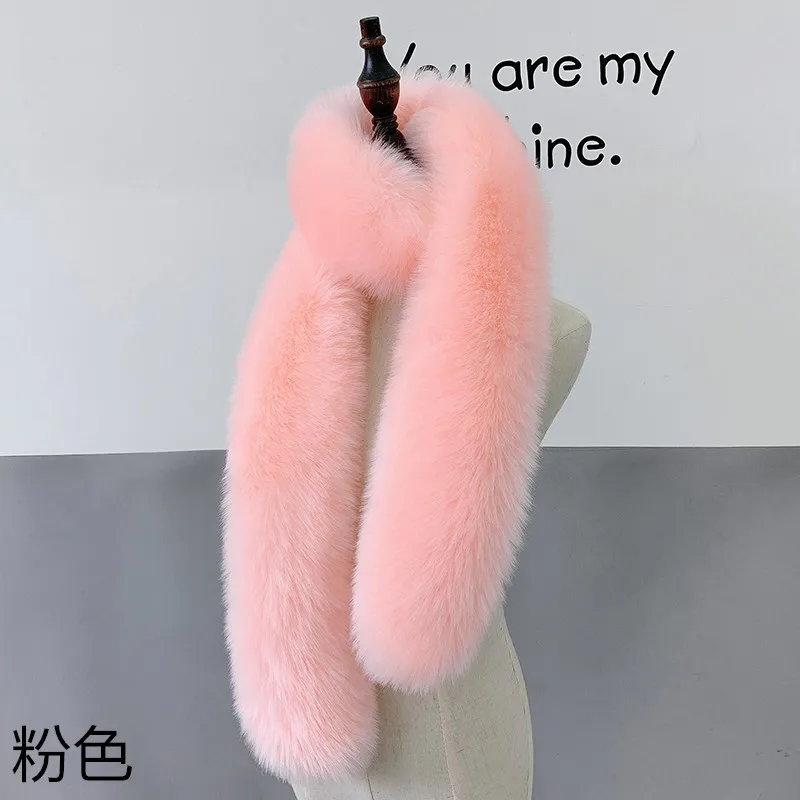 2024 New Long Faux Fox Fur Scarf Winter Women Fur Neckerchief Female Fake Collar Push Neck Warmers Shawl Girls Fluffy Shawl Wrap