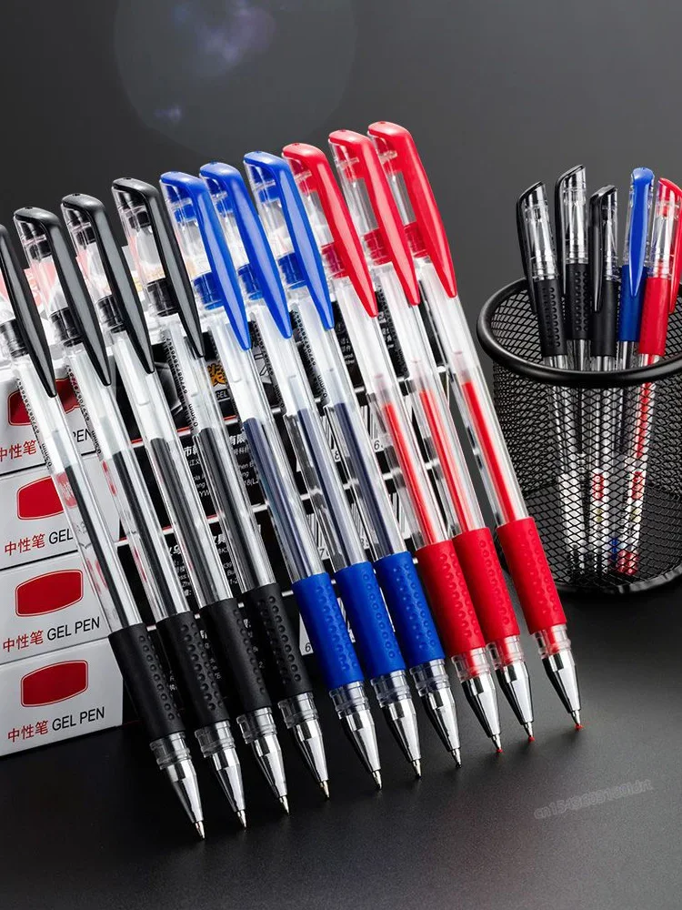 Bolígrafo en forma de bala de 0,5mm, herramienta de escritura, juego de bolígrafos de Gel, suministros escolares, papelería de oficina, color negro, azul y rojo