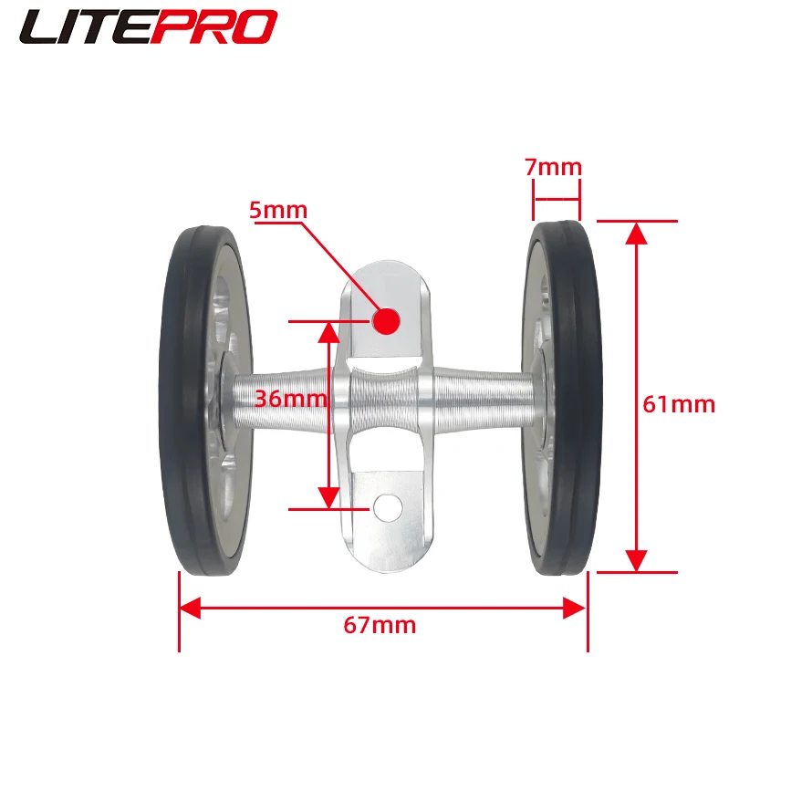 Litepro 16inch Folding Bike Mudguard Easy Wheel CNC Aluminum Alloy Big Pushing Wheels Fender Gear Double Wheels For Brompton