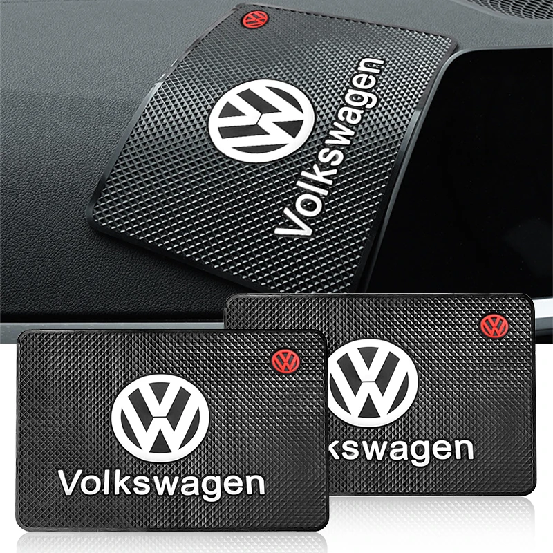 Almohadilla antideslizante con logotipo de coche, soporte para teléfono, tapete antideslizante, emblema de coche para VW Polo Passat B5 B6 B7 T4 T5 Golf 4 5 6 Tiguan Jetta Gol
