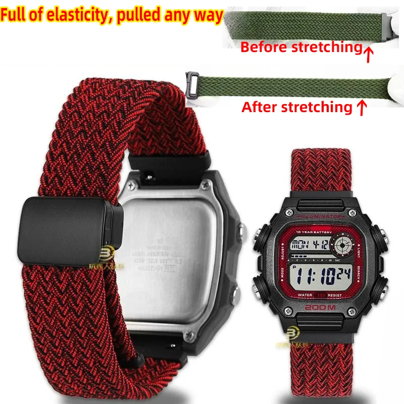 Magnetic Buckle Watchband accessories For Casio Dw-291h/dw-290 W-218h/w-219h Elastic Nylon Canvas Watch Strap Men Washable band