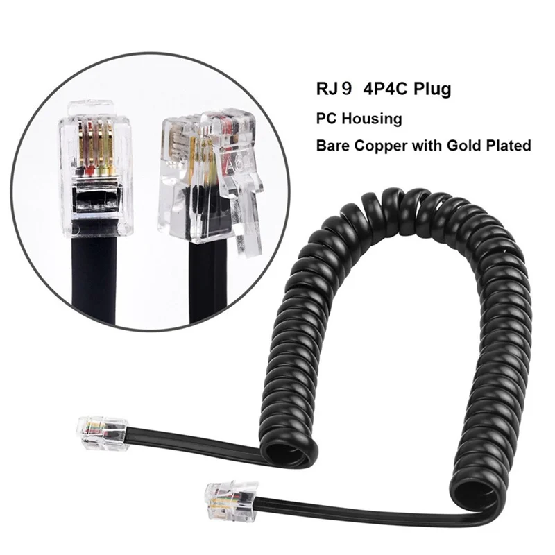 Phone Cord Landline Uncoiled Coiled Landline Telephone Handset Cord Line Cable RJ9 4P4C Telephone Accessory