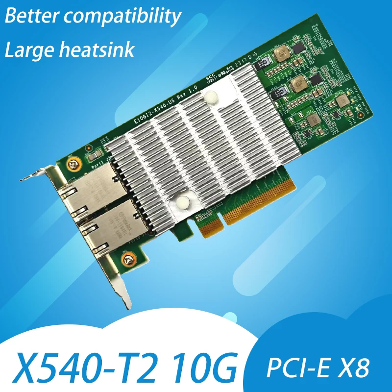 Para X540-T2 Intel X540 Chipset PCIe x8 Dual Copper RJ45 10Gbps Puerto Tarjeta de red Ethernet Compatible