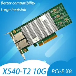 X540-T2 Intel X540 Yonga Seti PCIe x8 Çift Bakır RJ45 10 Gbps Bağlantı Noktası Ethernet Ağ Kartı Uyumlu