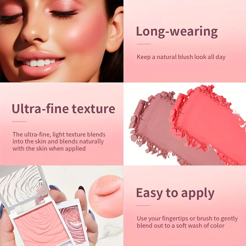 Cipria Radiant Glow Blush in polvere-guance e contorni istantanei, resistente all'acqua tutti i toni della pelle-tonalità arancio/corallo/rosa