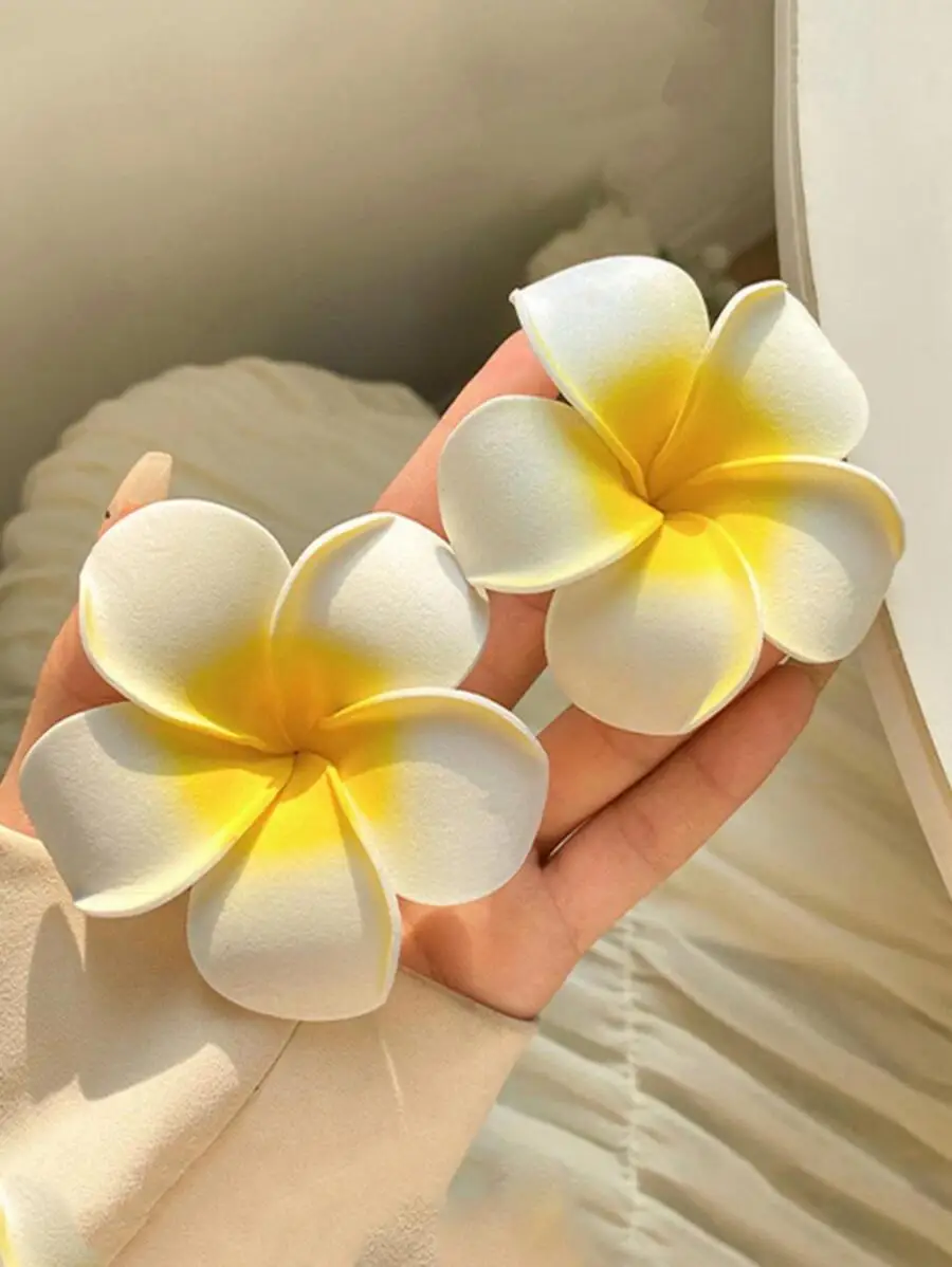 

Plumeria Flower Hair Claw Clip For Women Summer Beach Vacation Hair Accessory
