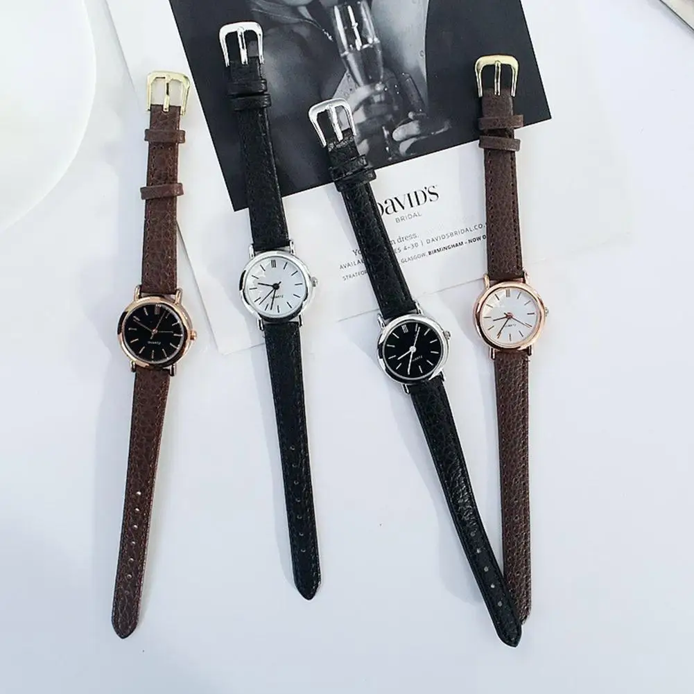 Korean Fashion Watch Leather Strap Casual Quartz Watch Simple Lovely Square Dial Watch Wristwatch