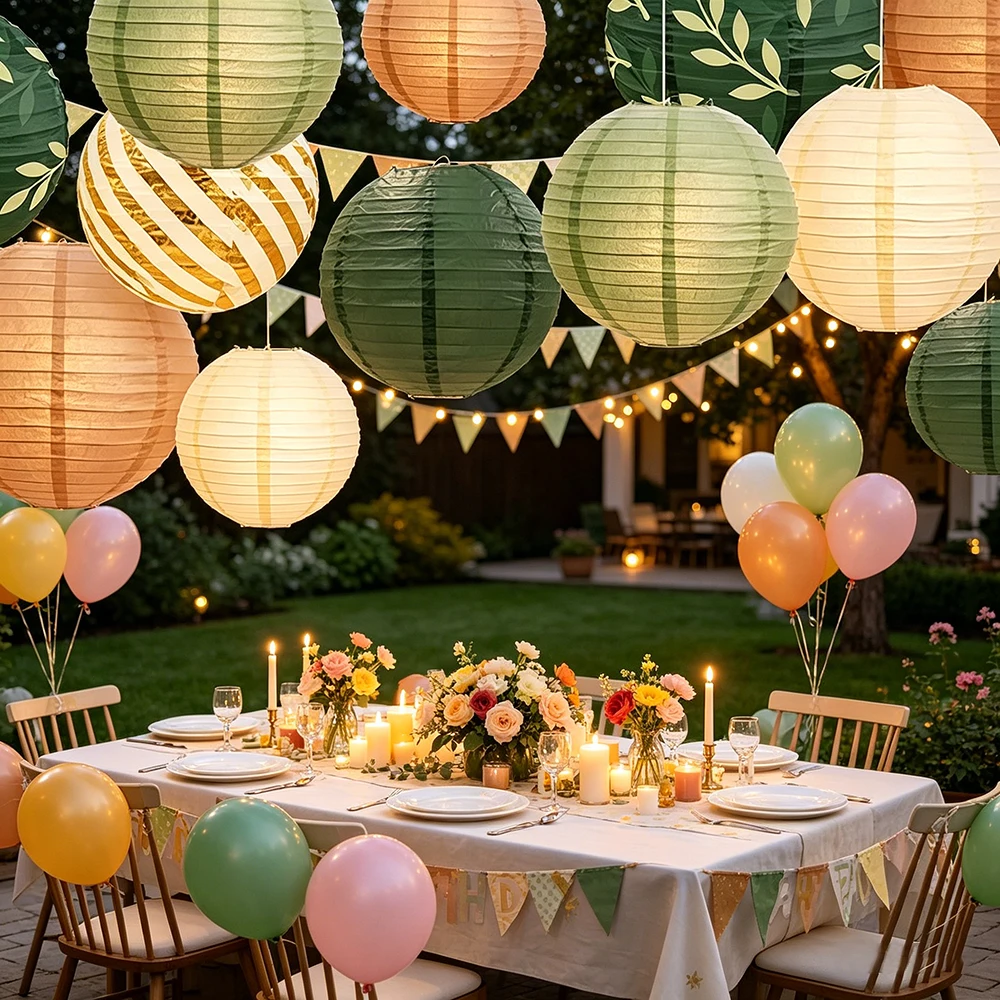 12PCS Sage Green Paper Lantern - đánh giá và giá Wedding Supply Rentals