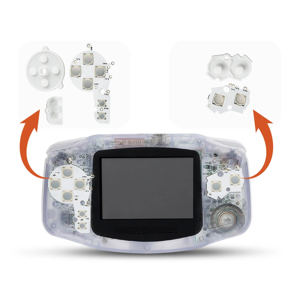 For GBA Conductive Film Button Modify Kits Tacktile Clicky A B D-Pad Button Pad Mod Kit for Gameboy Advance GBA