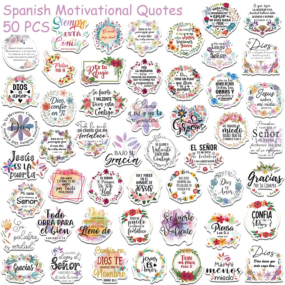 50 قطعة الإسبانية تحفيزية يقتبس ملصقات الشارات للهاتف سجل القصاصات سكيت خوذة DIY بها بنفسك الجمالية ملصقات مقاومة للماء