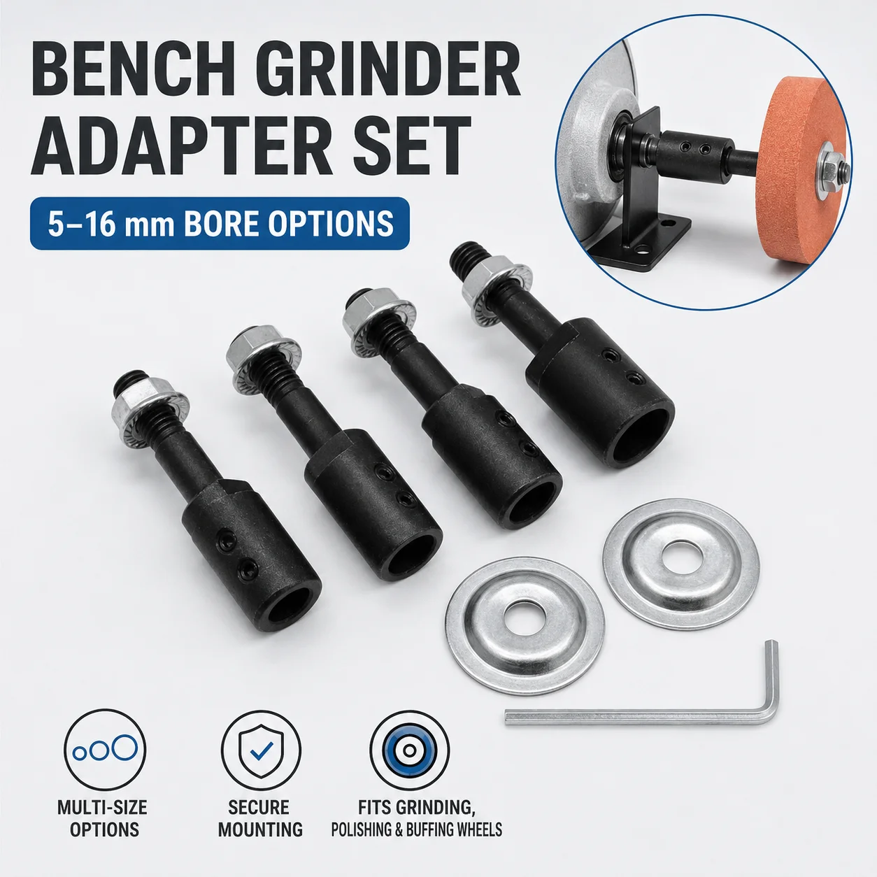 Motor Shaft Arbor Coupler Extender Sleeve Spindle Couple Chuck Adapter Convert Bench Grinder Extension Rod Buff Wheel Rotary
