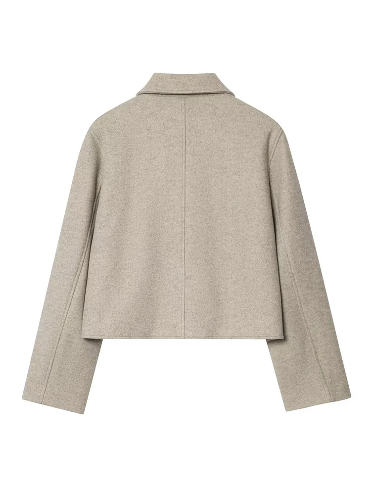 HH chaquetas de estilo callejero para mujer, chaqueta informal de otoño, moda de manga larga, cuello alto, bolsillos, botones, abrigos ajustados decorados