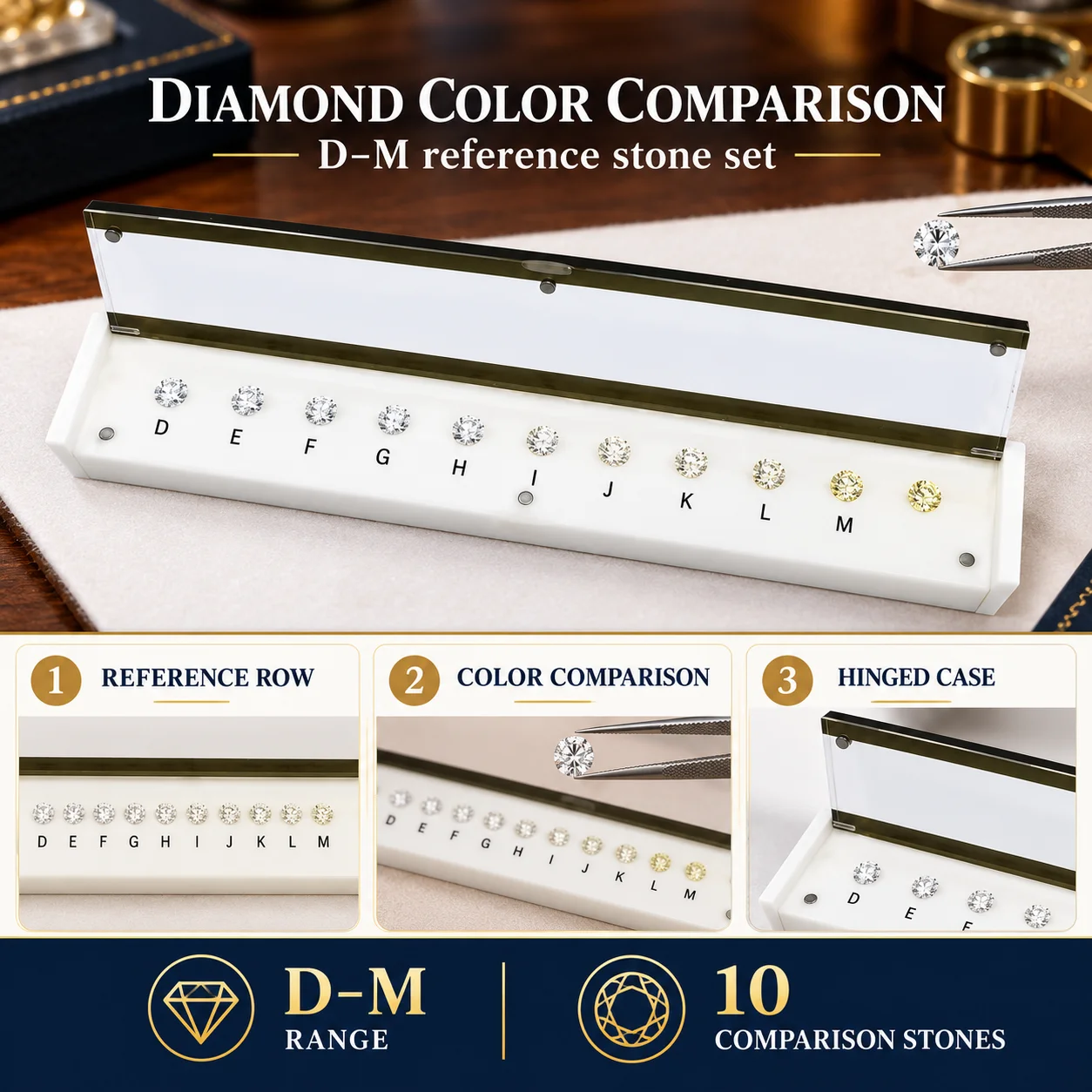 Portable Diamond Tester D-M Color Grading High Precision Digital Display Jewelry Appraisal Tool Gemstone Selector DIY