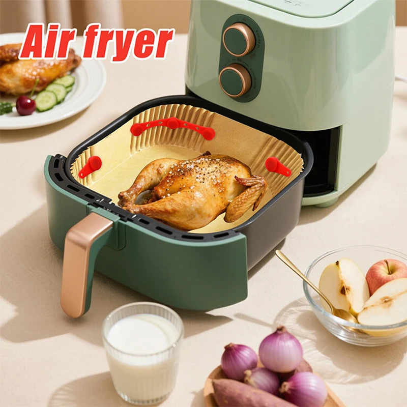 1Set Air Fryer Magnet Silicone Buckle for Holding Down Air Fryer Parchment Paper Lock Disposable Liners Prevent Paper to Burn