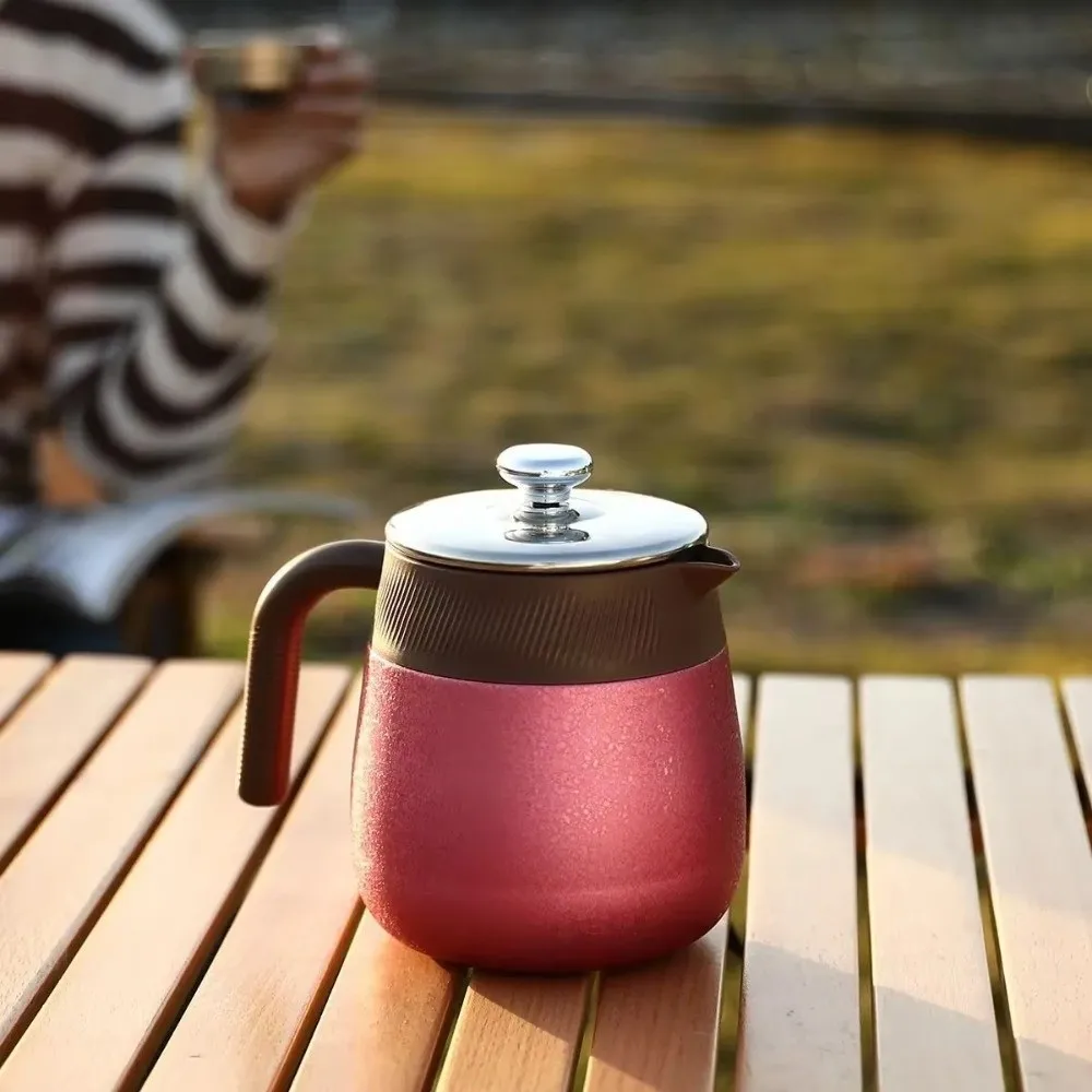 Stainless Steel Titanium-Coated Teapot Titanium-Coated Liner Large Capacity Tea Separation Pot with Handle Insulated Coffee Pot