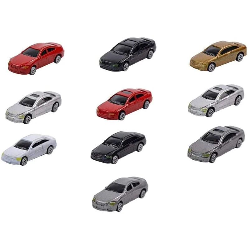 10 Pack 1/87 Model Mini mobil dicat Model mobil bangunan Kereta Api Pemandangan kereta Set tata letak Model