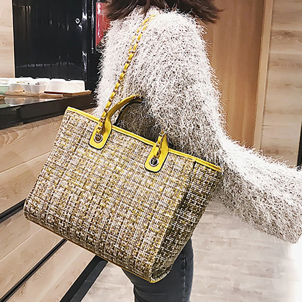 Summer Large Capacity Women Chain Bag Handbags For Female Fashion Shoulder Beach Luxury Designer Tote Ladies Hand Bags Canvas