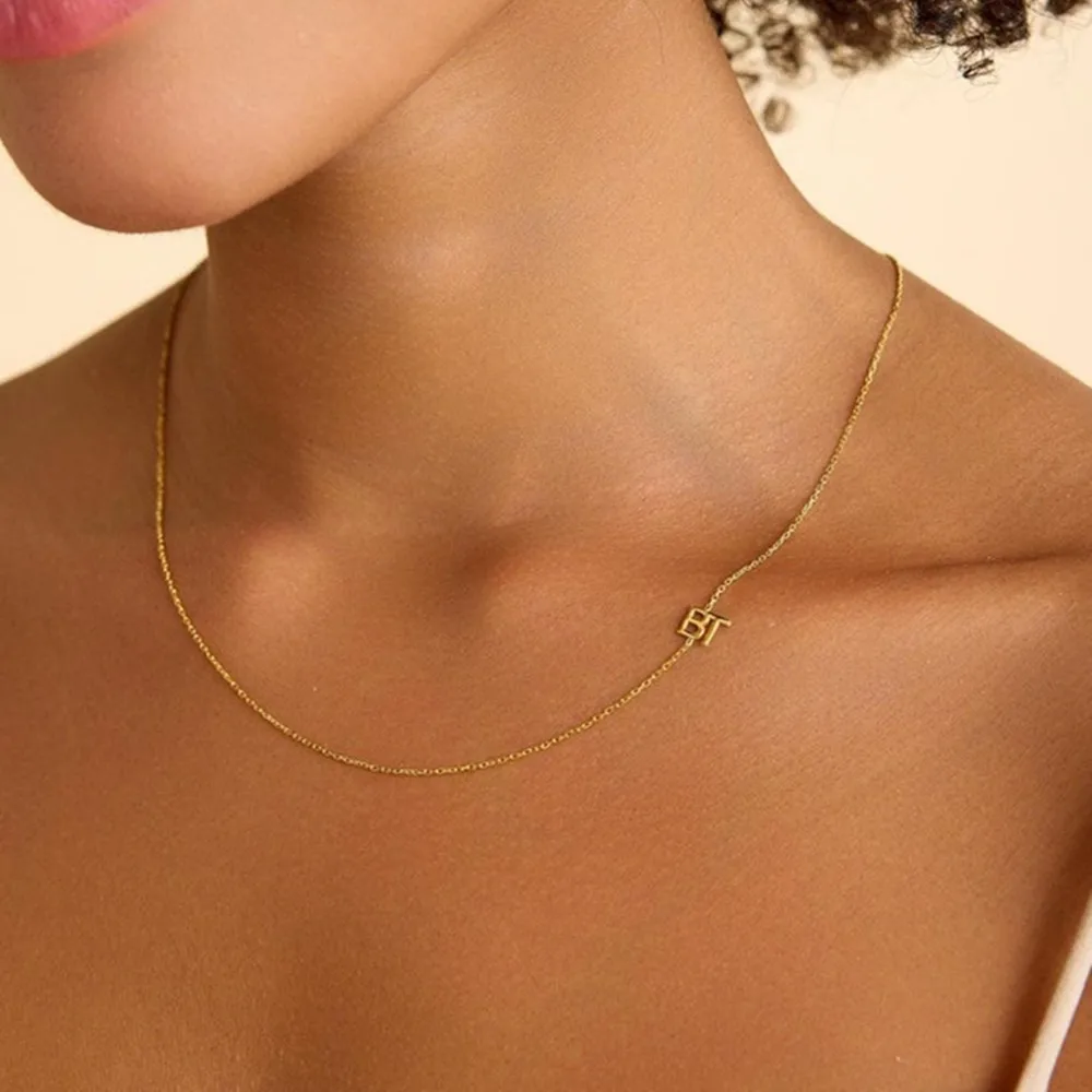 Custom Double Initial Necklace Couple's Jewelry Stainless Steel Chain Personalized Name Pendant  Anniversary Gift for Her