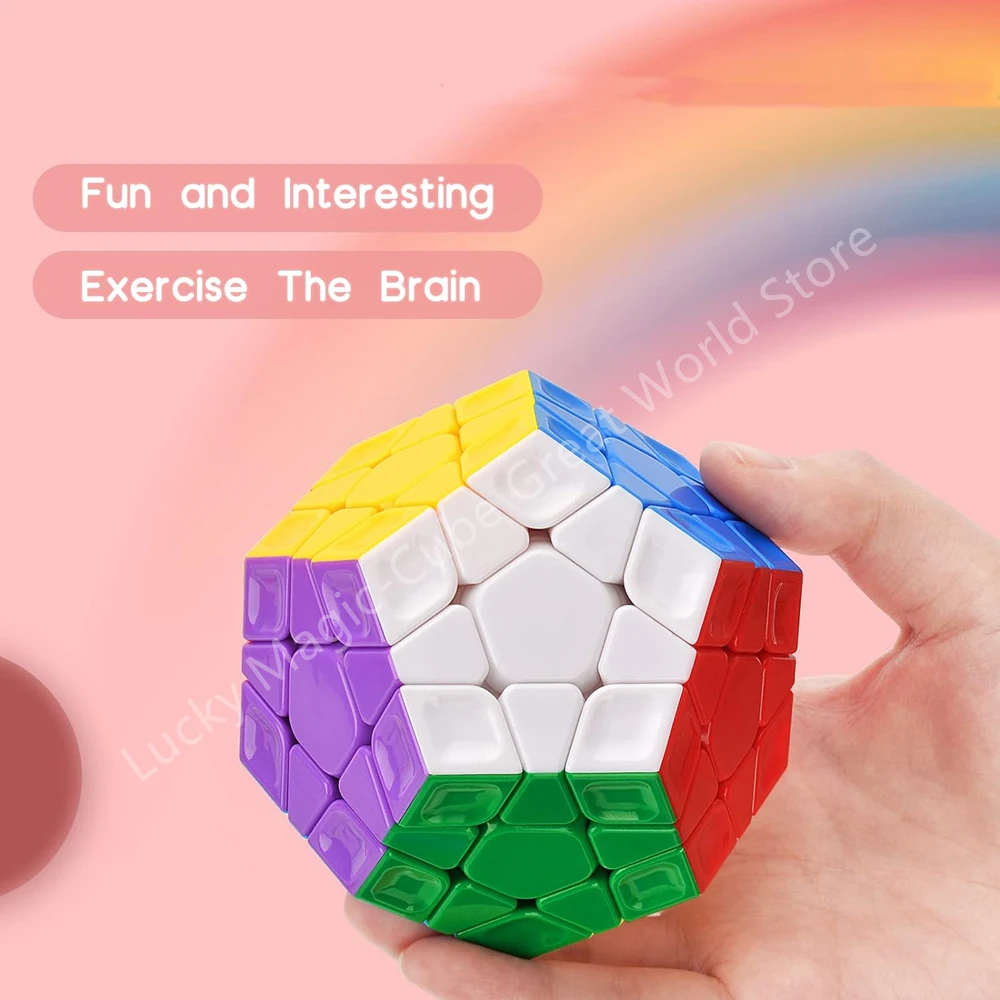 Qiyi Megaminx Velocità Cubo Magico 3x3 Senza Adesivo, Pentagono Velocità Liscia Cubo Magico Dodecaedro Velocità Puzzle Cubo Puzzle 3D