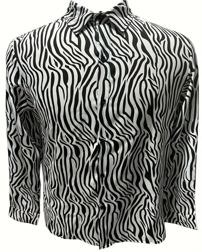 2024 Fashion Leopard Print Men\'s Casual Button Lapel Long Sleeve Shirt Men\'s Shirt S-6XL Korean Reviews Many Clothes Mens Shirt