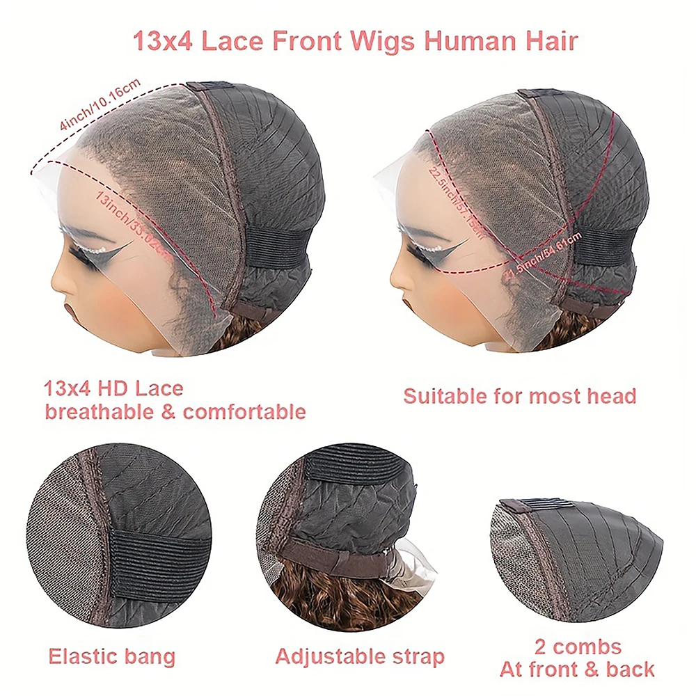 Brown Bob Wig Human Hair for Black Women 13x4Transparent Lace Front Bob Wig Human Hair Pre Plucked with Baby Hair Straight Short