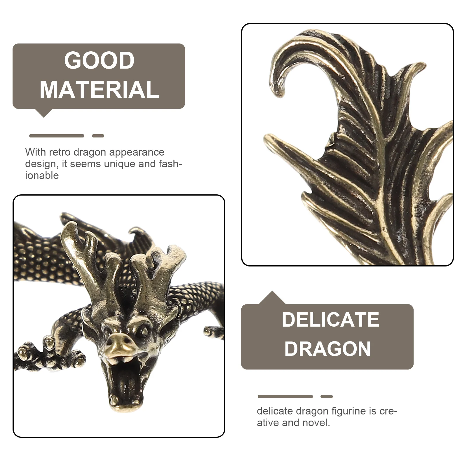 

Copper Dragon Statue Zodiac Sculpture Elegant Appearance Car Home Office Adornment Unique Fashionable Dragon Decor