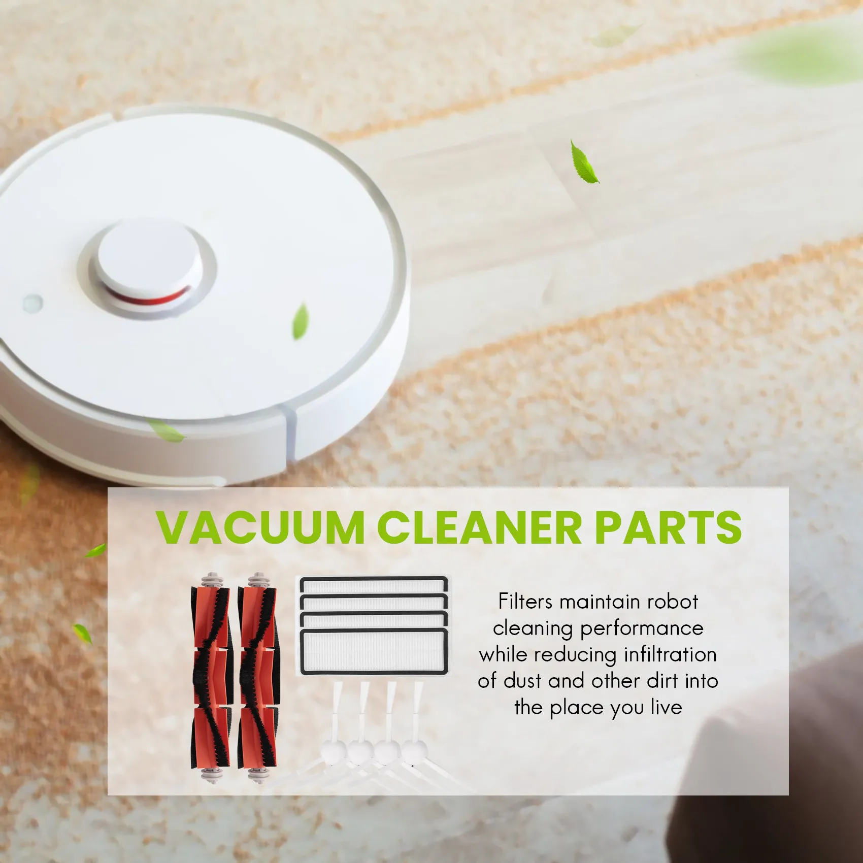 فرشاة رئيسية وفرش جانبية لـ شاومى ميجيا 1c stytj01zhm ، ملحقات مكنسة كهربائية روبوتية ، 10 *