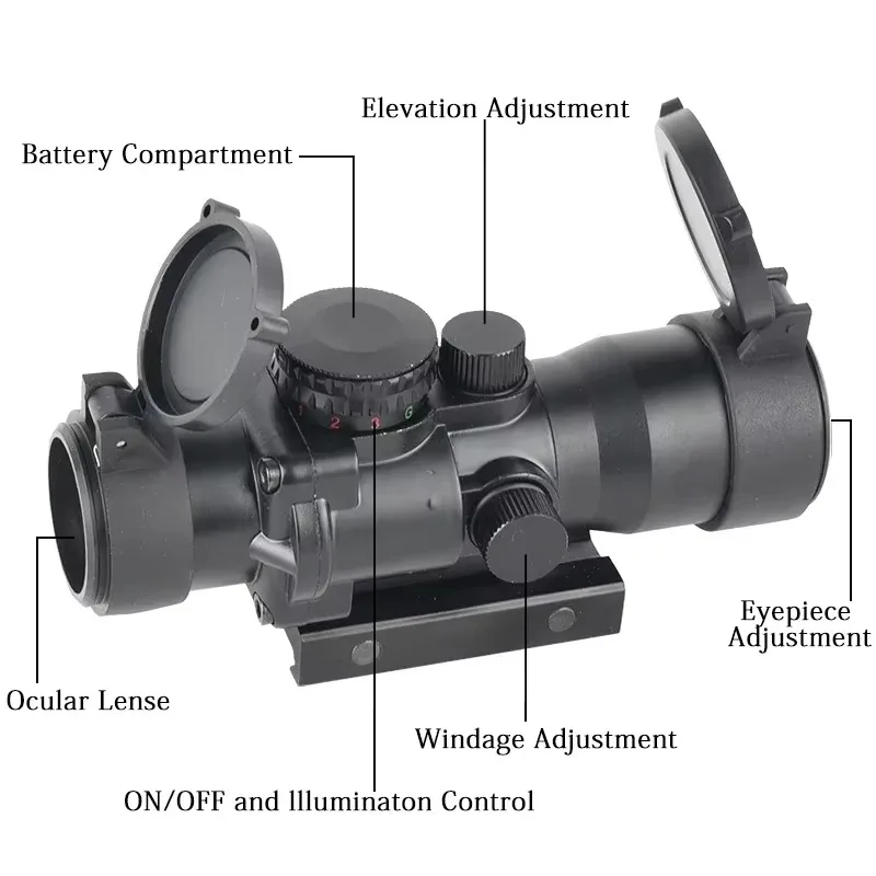 Tactical 3.5X30 Tri-Illuminated Adjustable Reflex Hunting Optics Red Green Blue Cross Reticle Airsoft Sight Fit 20mm Rail Mount