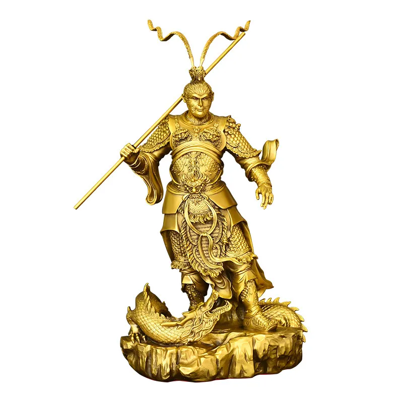 Brass Monkey Statue of The Victorious Buddha Sun Wukong for Living Room and Entryway Home Decor - view 6