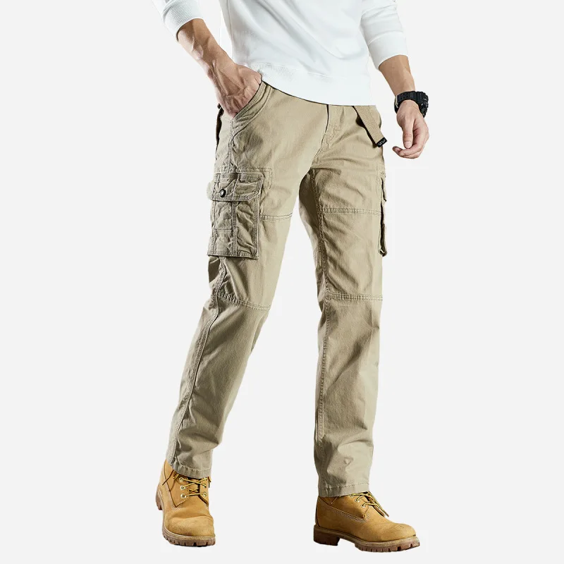 Autumn New Outdoor Casual Men's Workwear Pants with Multiple Pockets and Loose Fit