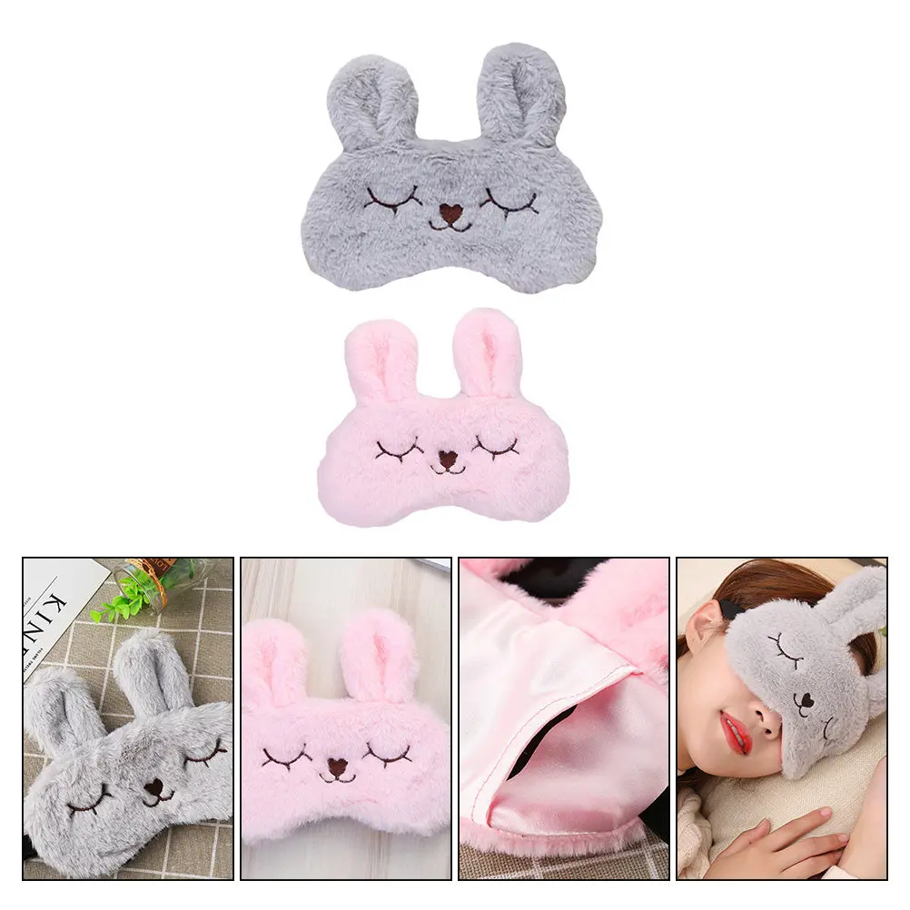 2Pcs Adorable Rabbit Eye Mask Soft Smooth Fabric Light Blocking Sleep Aid for Deep Rest Relaxation Gift for Women Girls