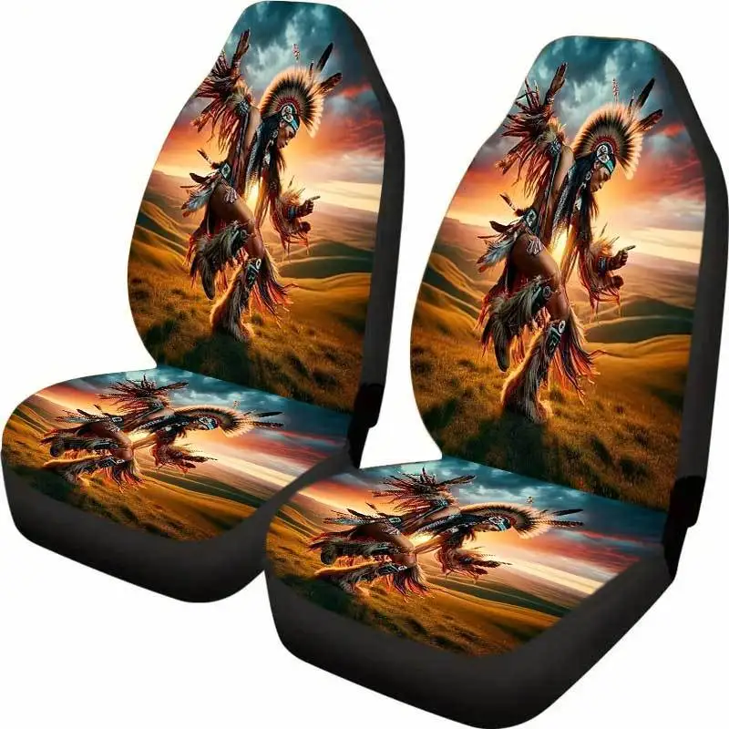2 Inspiring Indian Dancer Car Seat Covers 2pcs Set - Universal Seat Covers For Cars, SUVs, And Trucks With Sponge Padding, Durab